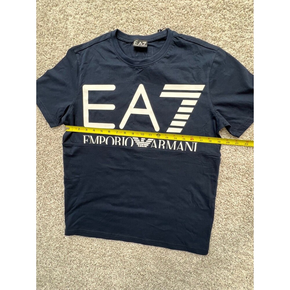 Emporio Armani T-Shirt Men's Luxury Big Logo Classic Italy Size M Navy Blue - Picture 2 of 9